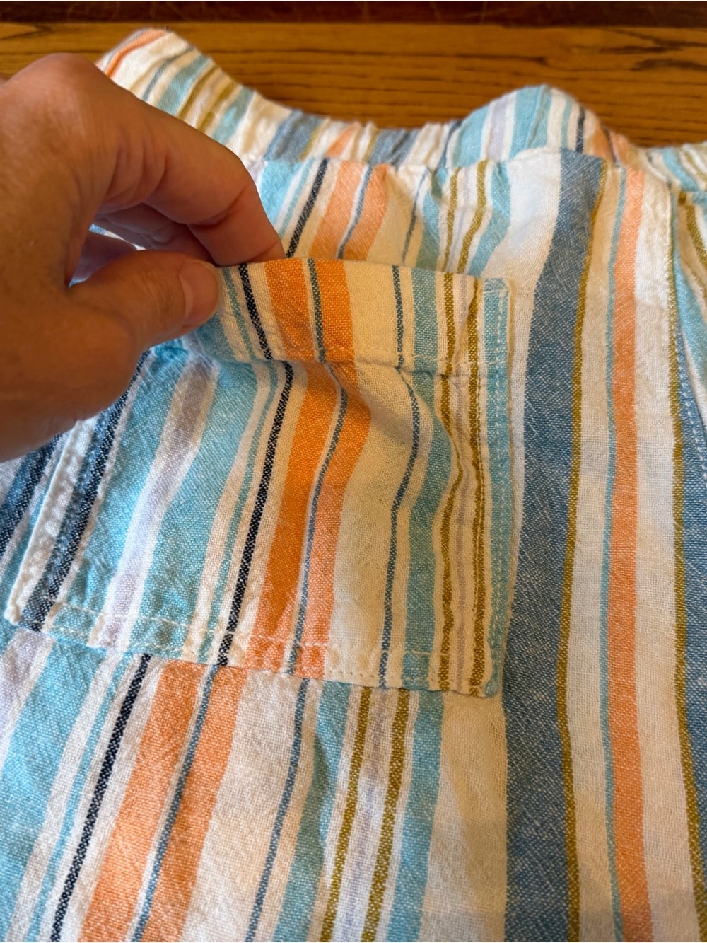 Briggs Linen Blend Striped Pull On Shorts Blue & Orange Women’s Large - Picture 9 of 12